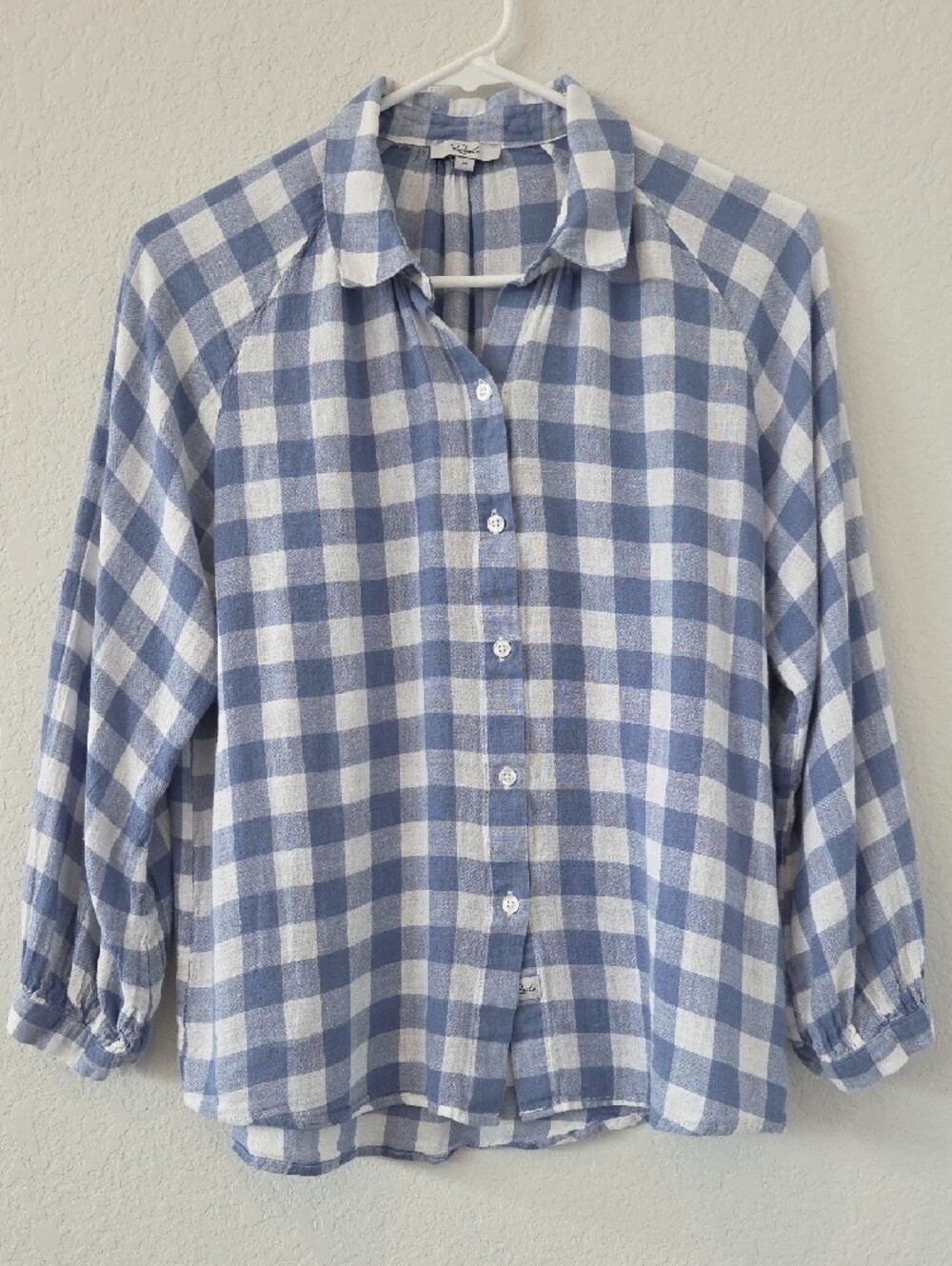 Rails Blue and White Gingham Button-Down Shirt